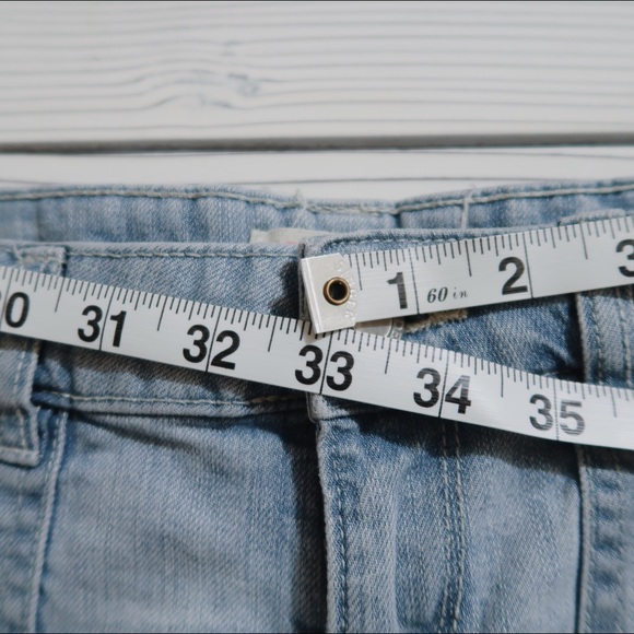 Washed Faded White Light Pastel Blue Jean Shorts - Picture 7 of 7